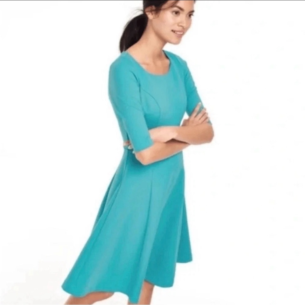 Boden Alice ponte fit & flare A line dress 1/2 sleeve back zip fully lined 10L